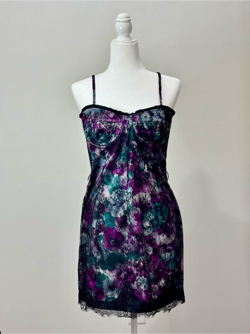 Pearl by Georgina Chapman Purple and Teal Floral Slip Dress
